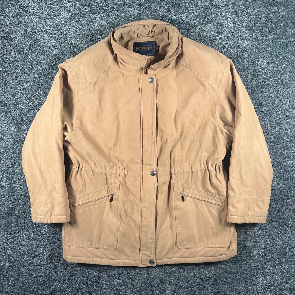 Pendleton Jacket Womens XL Tan Insulated Cinched Waist Field Coat Outdoors